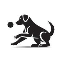 silhouette of a Labrador Retriever in a striking pose, such as Fetching a ball attentively vector