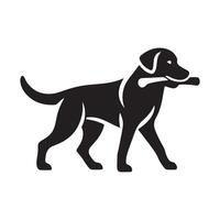 silhouette of a Labrador Retriever in a striking pose, such as Carrying a stick in its mouth attentively vector