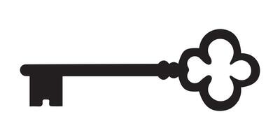 Classic Key Icon Simple Silhouette Design for Graphic Projects vector