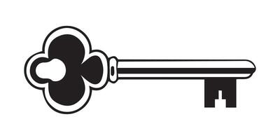 A simple, elegant silhouette of an ornate Retro Key Symbol Graphic vector