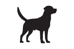 Minimalistic Labrador Retriever Silhouette Standing Alert with Wagging Tail vector