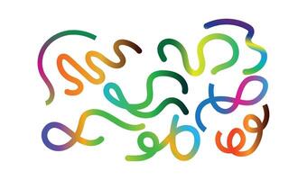 Colorful abstract squiggles, vibrant curved lines, playful organic shapes, minimalist design, rainbow colors, continuous line drawing vector