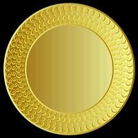 Golden round frame decorated with an original pattern on a black background vector