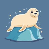 A cartoon seal sitting on an iceberg vector