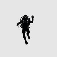 A black and white silhouette of a diver vector
