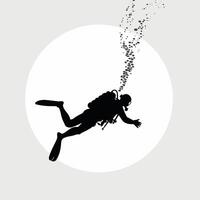 Scuba diver silhouette on white background vector