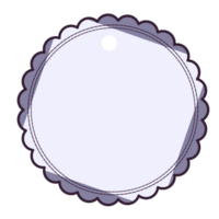 a round paper tag with a scalloped edge png
