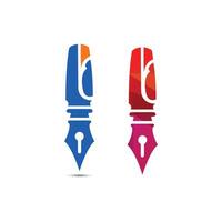 Colorful Abstract Fountain Pen Nibs in Blue and Red vector
