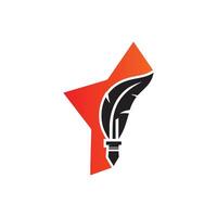 Creative Writing Pen and Star Logo Design on White vector