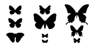 set of black butterflies of different shapes vector