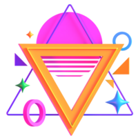 Retro Futuristic Illuminated Triangle Platform with Podium 3D Render png
