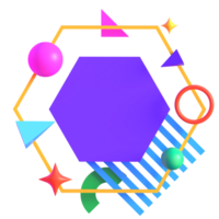 Retro Futuristic Hexagonal Frame 3D Render png