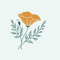 A flower with leaves and a stem on a light green background vector