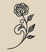 A rose is drawn in black on a beige background vector