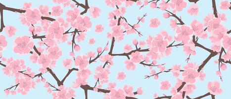 Seamless pattern cherry blossom. Delicate pastel background with sakura. vector
