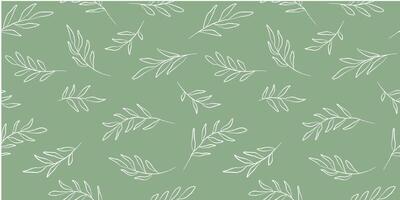 Seamless pattern with abstract branches, leaves. Natural print line art. vector