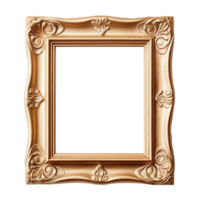 empty golden frame with ornate baroque design, featuring a isolated on a transparent background, perfect for showcasing artwork or photographs png