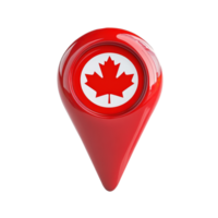 3d Canada flag inside map pin pointer icon location, floating isolated on a transparent background png