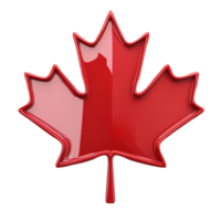 3d Red maple leaf symbolizing canada, with glossy finish and isolated on a transparent background, perfect for projects related to canadian identity, culture, or patriotism png