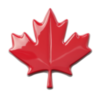 3d Red maple leaf symbolizing canada, with glossy finish and transparent background, perfect for projects related to canadian identity, culture, or patriotism png