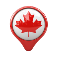 3d Canadian flag inside map pin pointer icon, floating isolated on a transparent background png