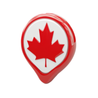 3d Canadian flag inside map pin pointer icon, floating on transparent backdrop png