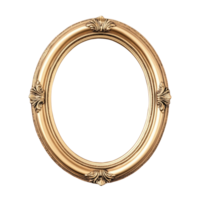 Golden ornate oval frame with isolated transparent background, displaying artwork or photos with sophisticated elegance and design flexibility png