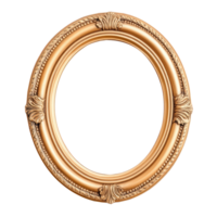 Golden ornate oval frame with isolated transparent background, displaying artwork png