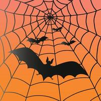 Halloween spider web and bats. Hand drawn spider web. illustration vector