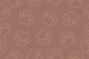 Seamless dog paw print. Texture, pet, paw, footprint, puppy, cat, background, foot, silhouette, path. Conceptual design. illustration on mocha mousse background vector