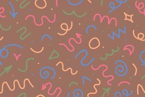 Funny colorful seamless pattern of lines. Creative abstract art background for kids or holiday party design. Trendy texture design with modern basic shapes. vector