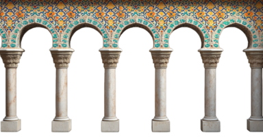 A photograph of arches and columns in the style of Islamic architecture png