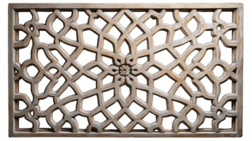 Moroccan wall with a geometric pattern, symmetrical, front view, isolated on a transparent background png