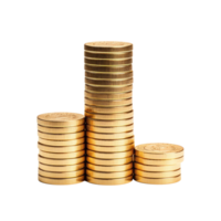 A stack of shiny gold coins representing wealth and investment. png