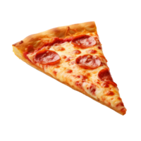 Slice of pepperoni pizza with cheese on a transparent background png