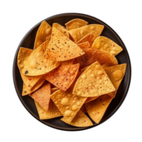 A bowl of crispy tortilla chips ready for snacking and dipping png