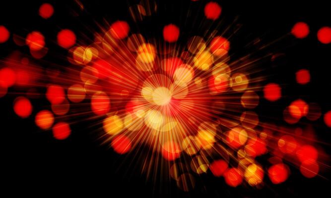light burst pattern black background. Radial soft rays with blur colorful bubbles.
