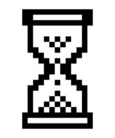 Pixel hourglass mouse cursor icon. monochrome art retro style. vector