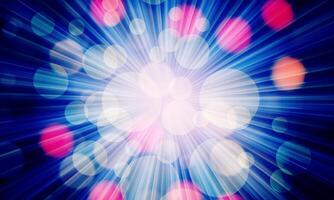 light burst pattern bright blue background. Radial soft rays with blur colorful bubbles. soft light. vector