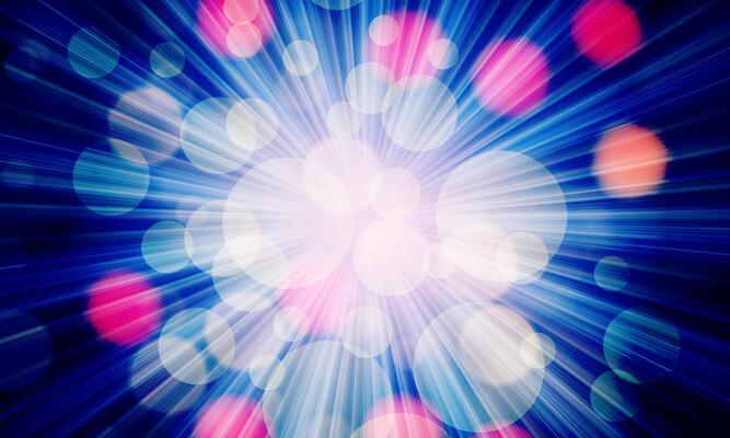 light burst pattern bright blue background. Radial soft rays with blur colorful bubbles. soft light.