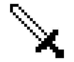Sword game pixelated icon. monochrome retro style. vector