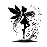 Silhouette of a fairy with sparkles vector