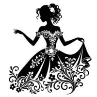 Silhouette of a Bride With Floral Design vector