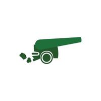 Cannon icon. Flat color design. illustration silhouette cannon weapon. Design element illustration cannon with green base color. Basic idea logo with cannon shape vector