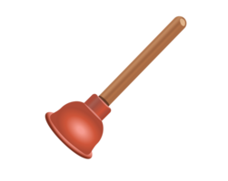 Gradient red toilet plunger icon with a wooden handle, red flange, cup png