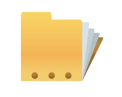 Classic gradient yellow computer file folder icon with document png