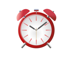 Gradient red bedside alarm time clock icon with two bells png
