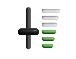 3D Black level slider controller grey sound, audio, music mixing console icon with scale markings png