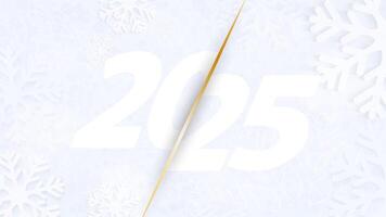 Sign of the New Year 2025 on a background of snowflakes. Banner for Happy New Year greetings. vector