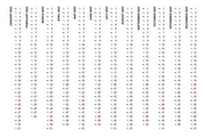 Simple vertical calendar template year 2025 vector